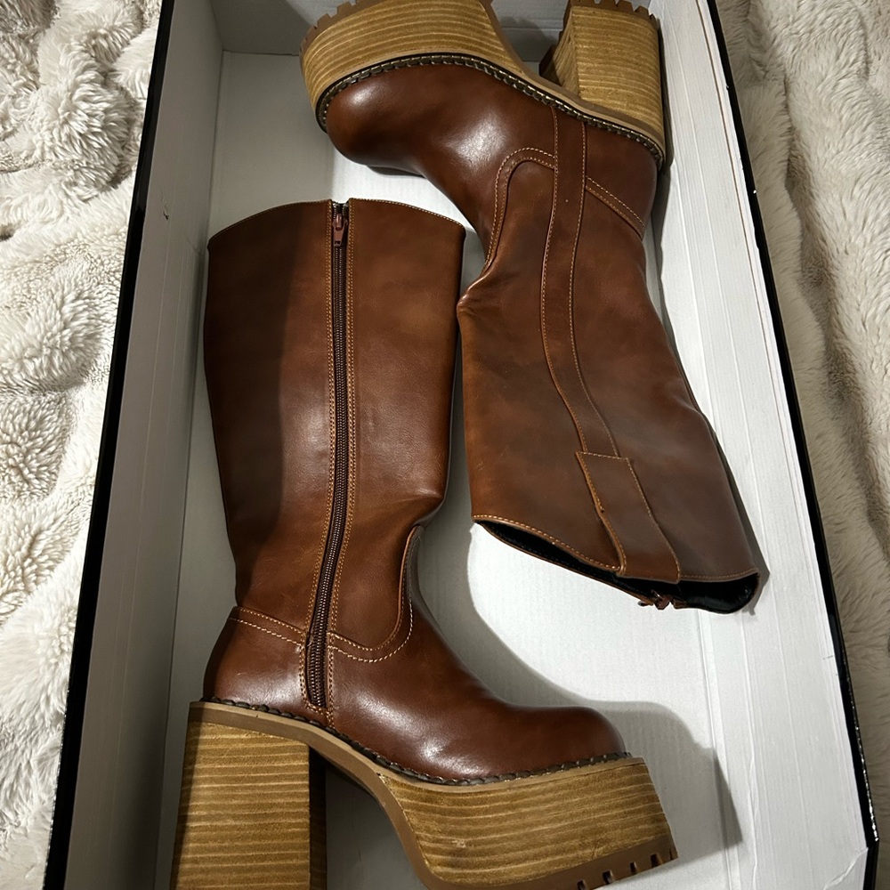 Brown Platform High Boots